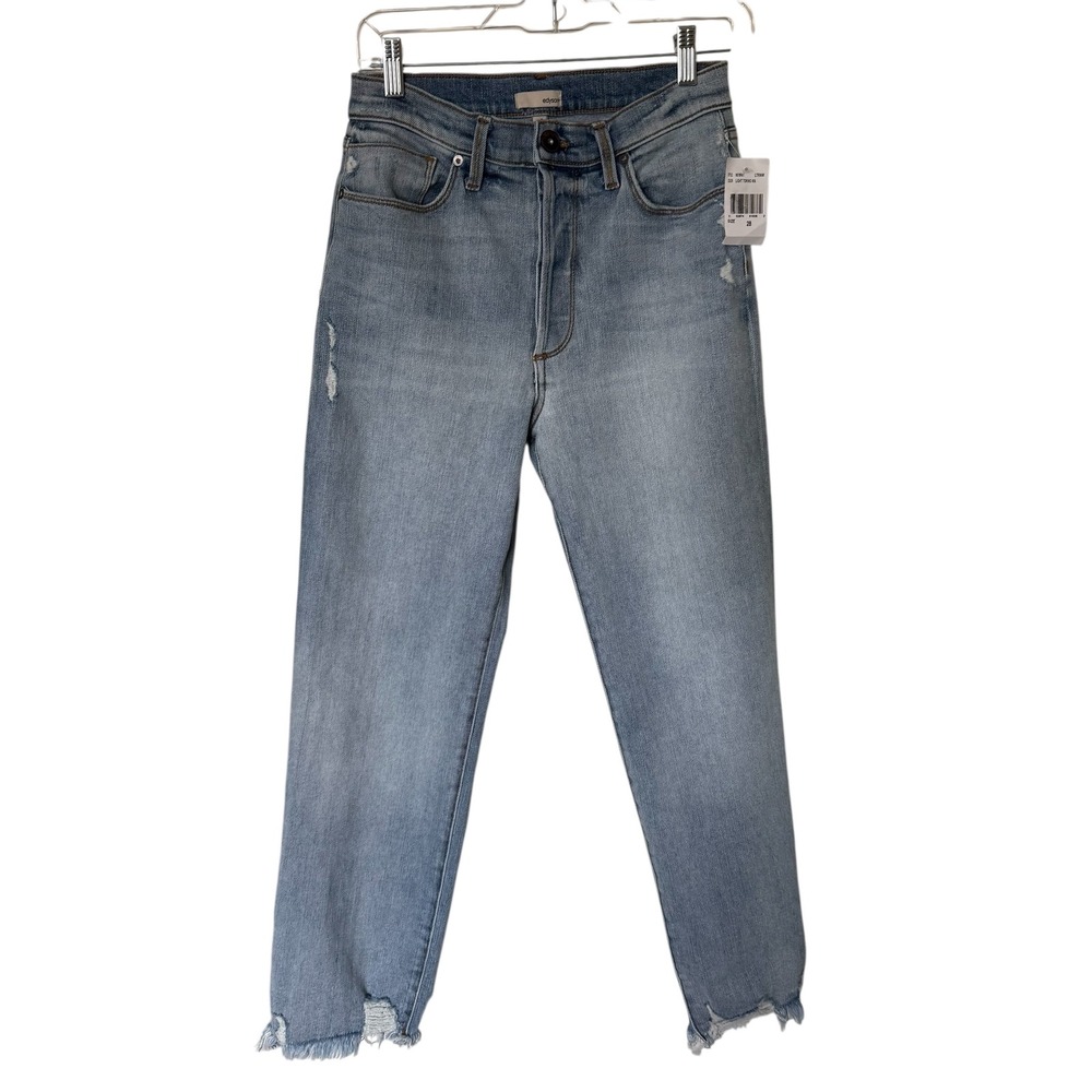 edyson Olivier High‎ Rise Straight Crop Torino Wash Distressed Jeans Size 28